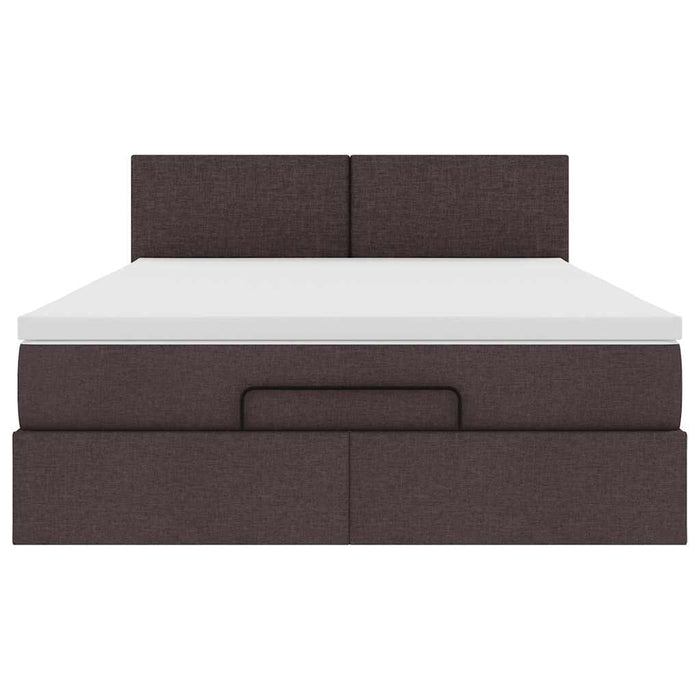 Pat otoman cu saltea și LED-uri țesătură maro închis 140x190 cm - WALTI WALTI