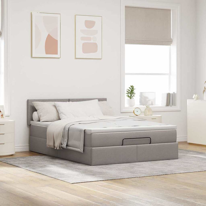 Pat otoman cu saltea și LED-uri Taupe 140x190 cm țesătură - WALTI WALTI