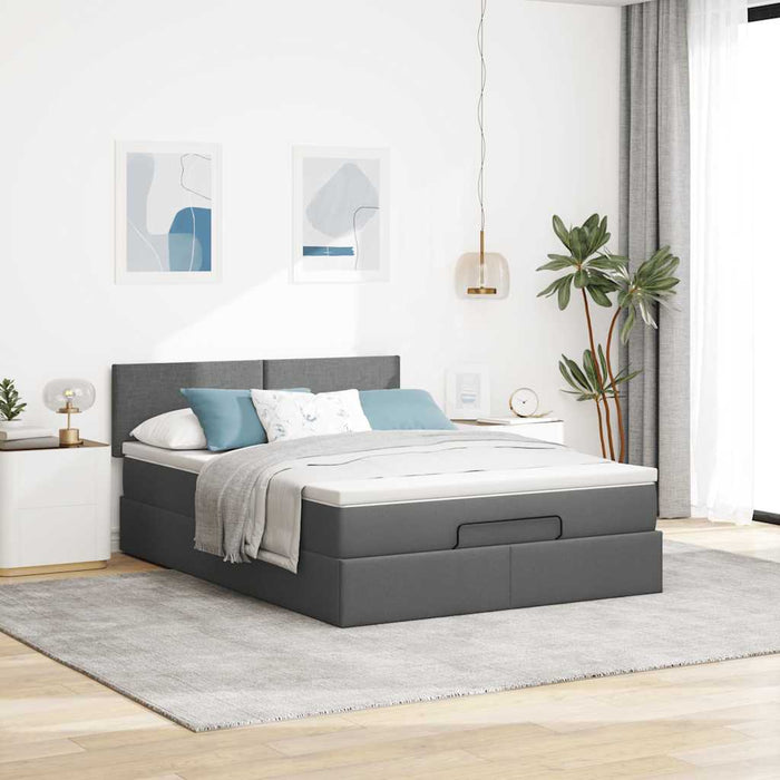 Pat otoman cu saltea și LED-uri țesătură gri închis 140x200 cm - WALTI WALTI