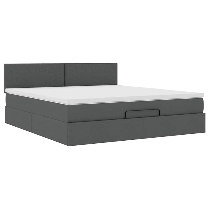 Cadru pat otoman cu saltea țesătură gri închis 160x200 cm - WALTI WALTI
