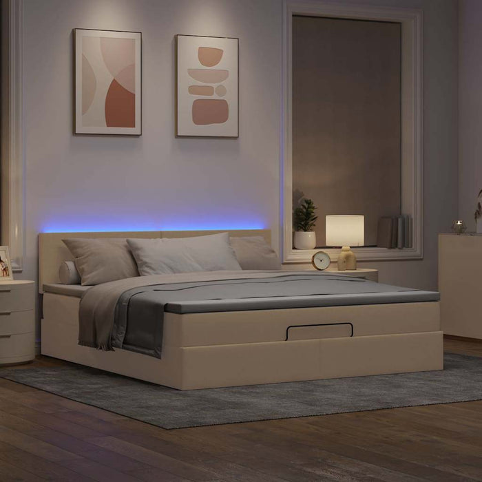 Cadru de pat otoman cu saltea crem 160x200cm stofa - WALTI WALTI