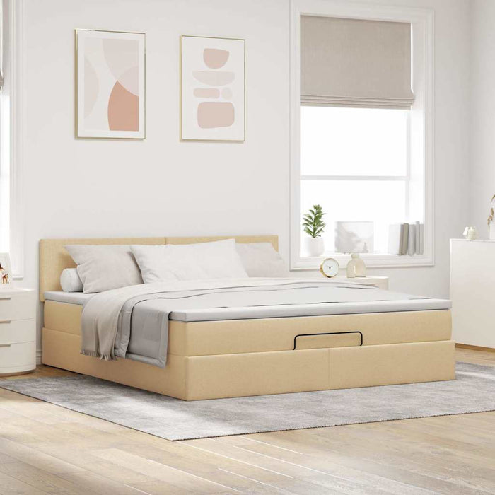 Cadru de pat otoman cu saltea crem 160x200cm stofa - WALTI WALTI