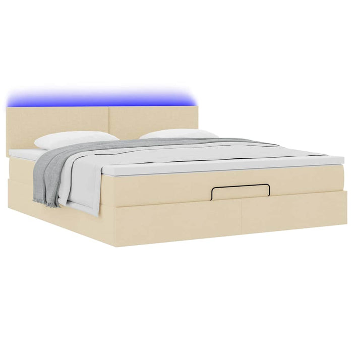 Cadru de pat otoman cu saltea crem 160x200cm stofa - WALTI WALTI