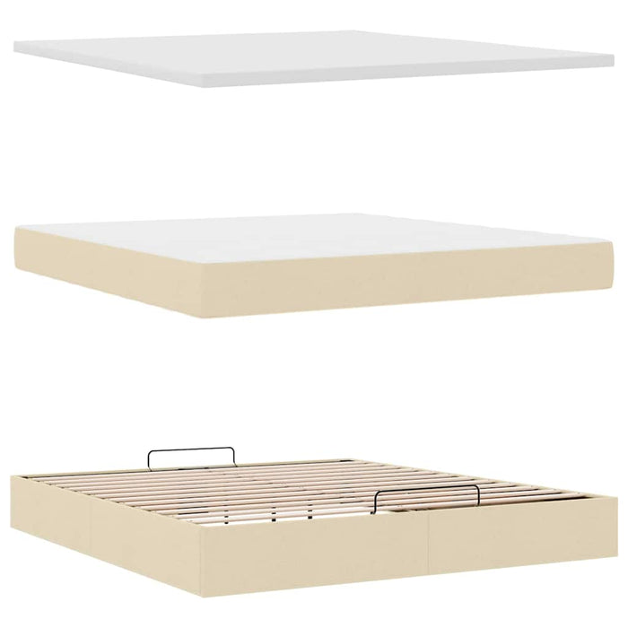 Cadru de pat otoman cu saltea crem 160x200cm stofa - WALTI WALTI