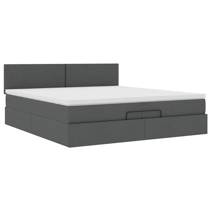 Cadru de pat otoman cu saltele țesătură gri închis 200x200cm - WALTI WALTI