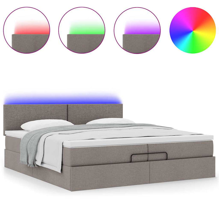 Cadru de pat otoman cu saltele Taupe 200x200cm țesătură WALTI