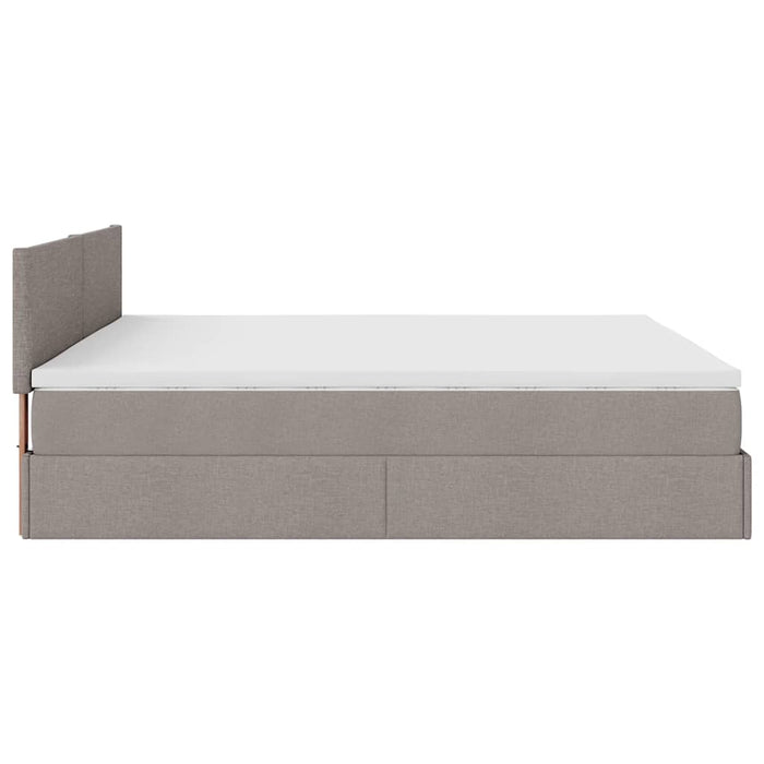 Cadru de pat otoman cu saltele Taupe 200x200cm țesătură WALTI