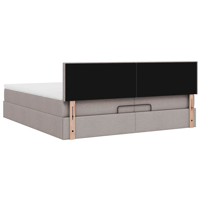 Cadru de pat otoman cu saltele Taupe 200x200cm țesătură WALTI