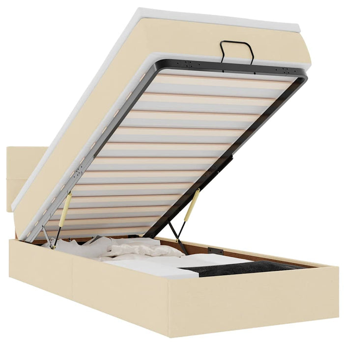Cadru de pat otoman cu saltea crem 80x200cm stofa - WALTI WALTI