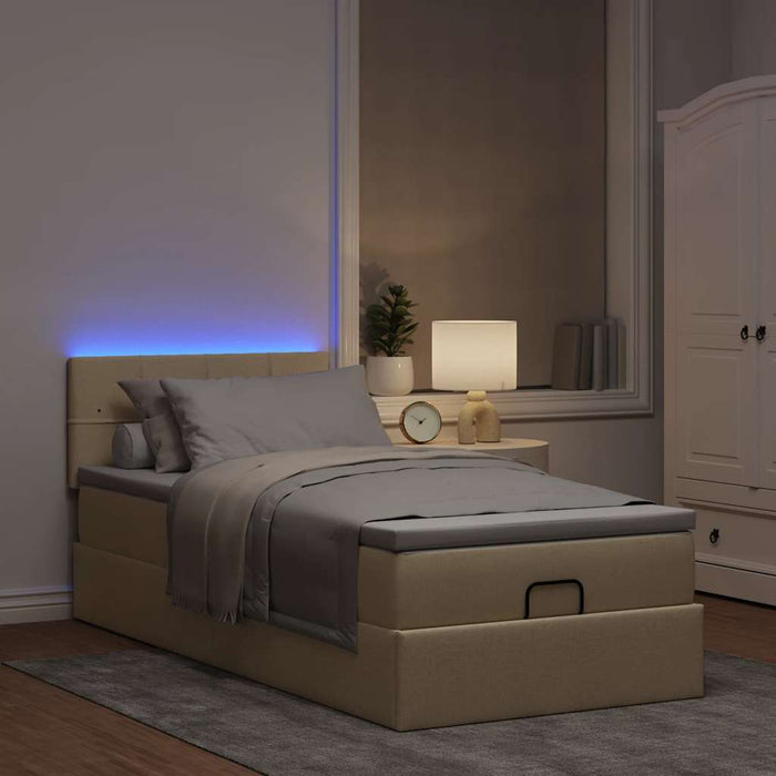Cadru de pat otoman cu saltea crem 80x200cm stofa - WALTI WALTI