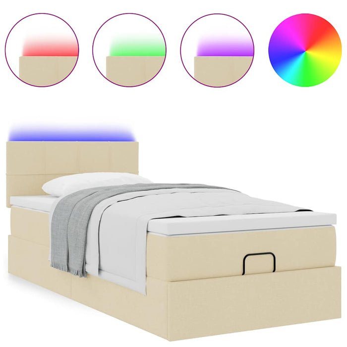 Cadru de pat otoman cu saltea crem 80x200cm stofa - WALTI WALTI