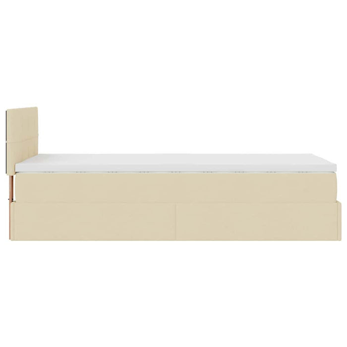 Cadru de pat otoman cu saltea crem 80x200cm stofa - WALTI WALTI