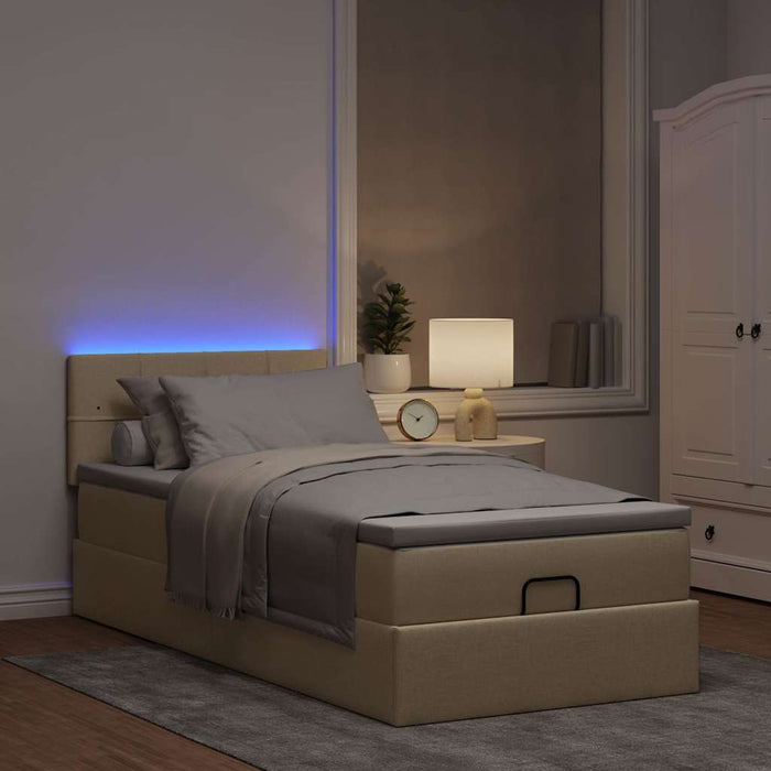 Cadru de pat otoman cu saltea crem 90x190cm stofa - WALTI WALTI