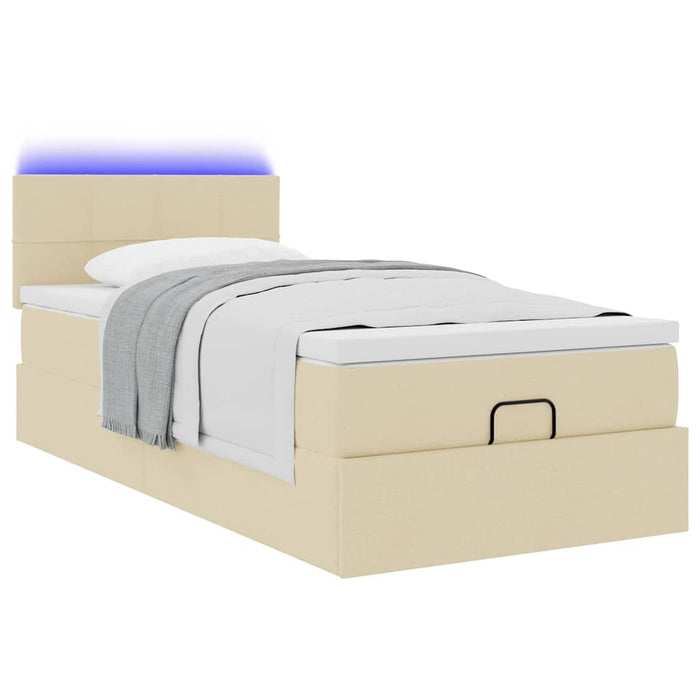 Cadru de pat otoman cu saltea crem 90x190cm stofa - WALTI WALTI