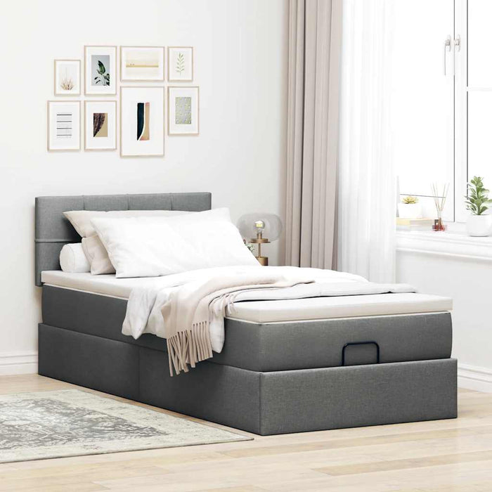 Pat otoman cu saltea și LED-uri, gri închis, 90x200 cm, textil - WALTI WALTI