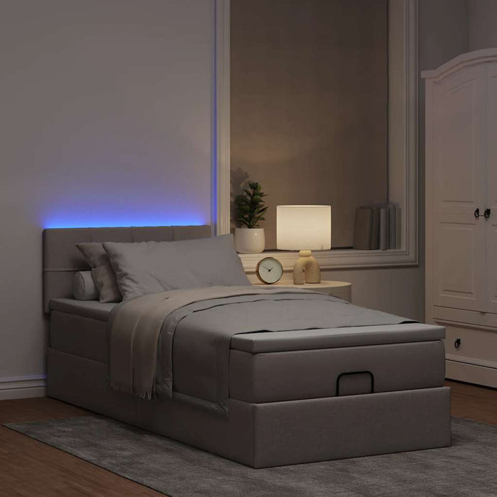 Pat otoman cu saltea și LED-uri, gri taupe, 90x200 cm, textil - WALTI WALTI