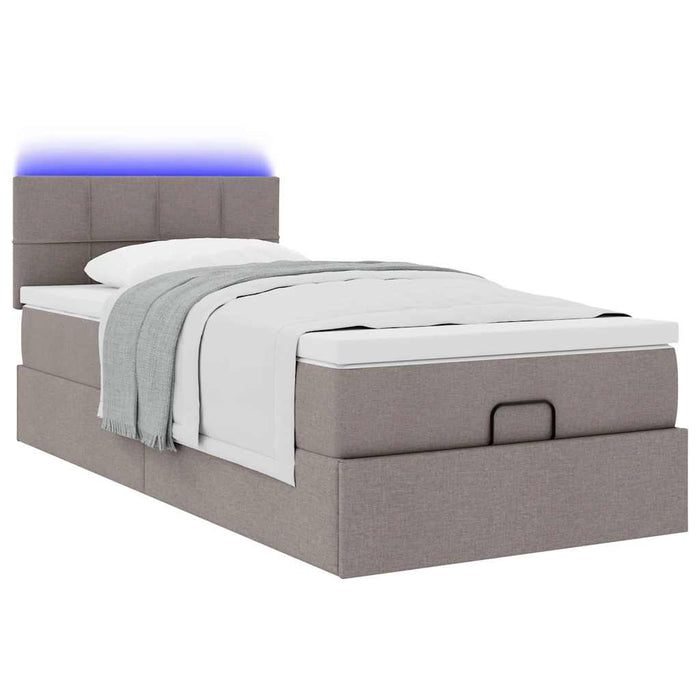 Pat otoman cu saltea și LED-uri, gri taupe, 90x200 cm, textil - WALTI WALTI