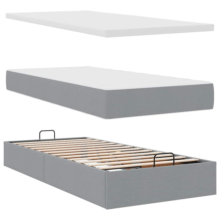 Pat otoman cu saltea țesătură gri deschis 100x200 cm WALTI