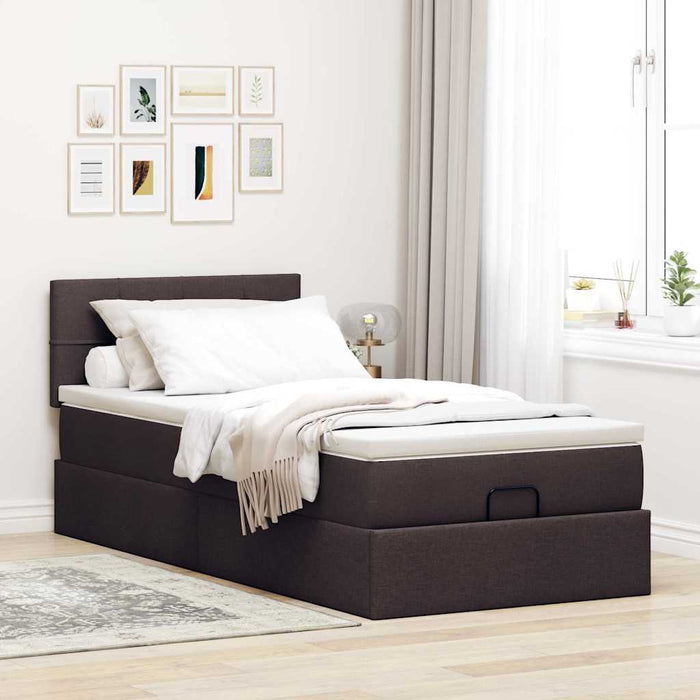 Pat otoman cu saltea țesătură maro închis 100x200 cm - WALTI WALTI