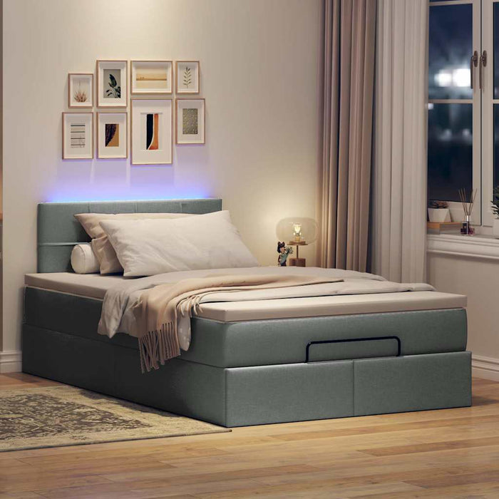 Pat otoman cu saltea și LED-uri, gri închis, 120x190 cm, textil - WALTI WALTI