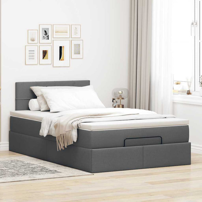 Pat otoman cu saltea și LED-uri, gri închis, 120x190 cm, textil - WALTI WALTI