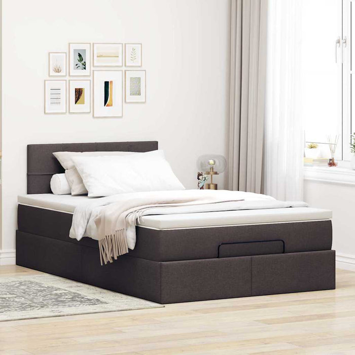 Cadru de pat otoman cu saltea țesătură maro închis 120x190 cm - WALTI WALTI