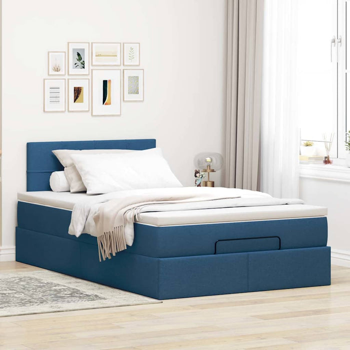 Pat otoman cu saltea și LED-uri, albastru, 120x190cm, textil - WALTI WALTI