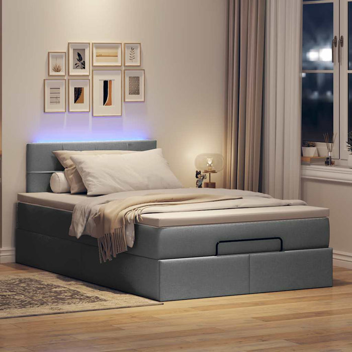 Pat otoman cu saltea și LED-uri, gri închis, 120x200 cm, textil - WALTI WALTI