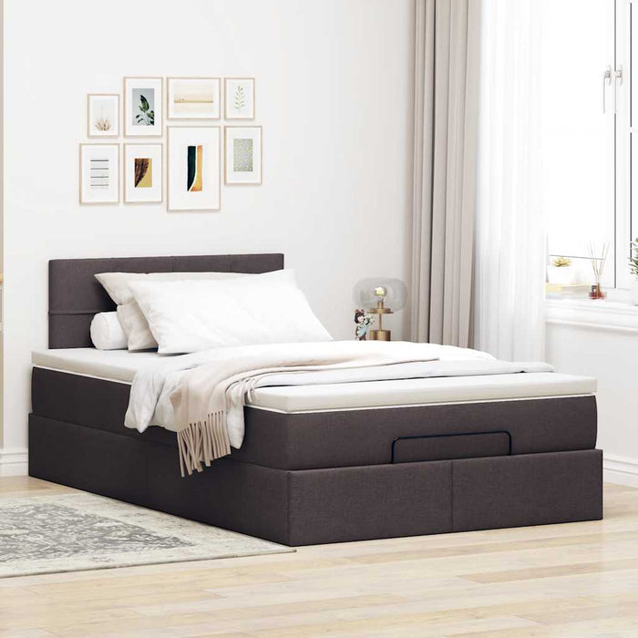 Pat otoman cu saltea țesătură maro închis 120x200 cm WALTI