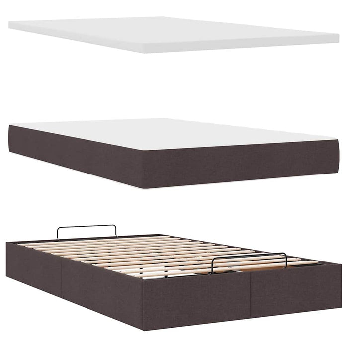 Pat otoman cu saltea țesătură maro închis 120x200 cm WALTI