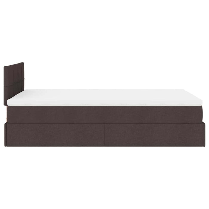 Pat otoman cu saltea țesătură maro închis 120x200 cm WALTI