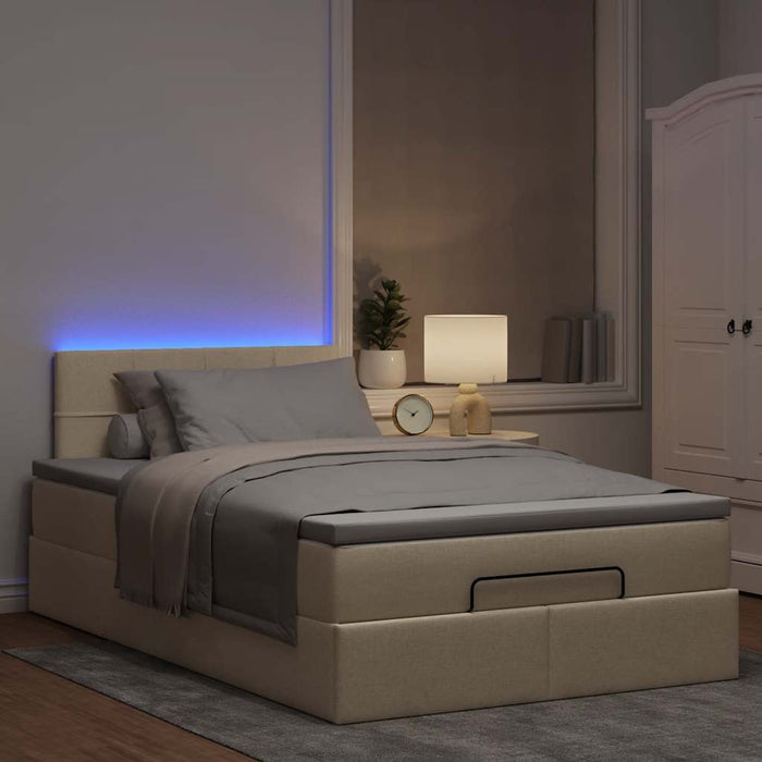 Cadru de pat otoman cu saltea crem 120x200cm stofa - WALTI WALTI