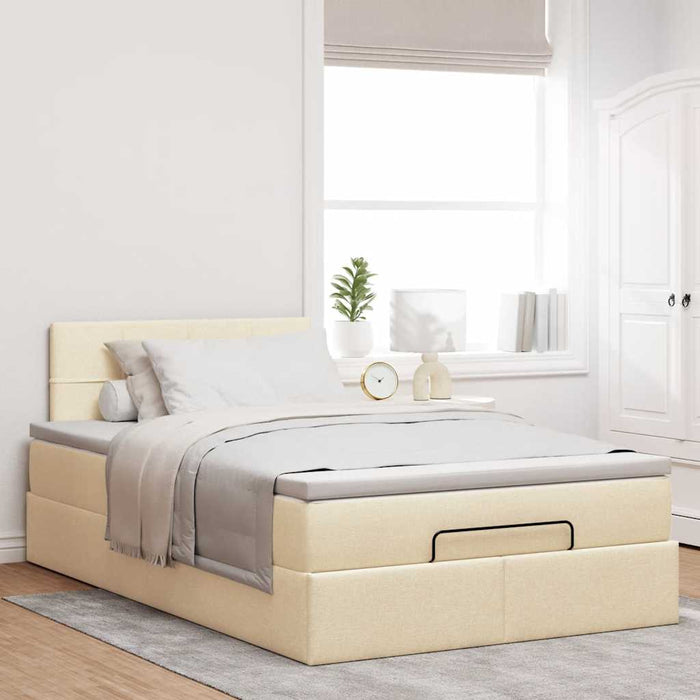 Cadru de pat otoman cu saltea crem 120x200cm stofa - WALTI WALTI