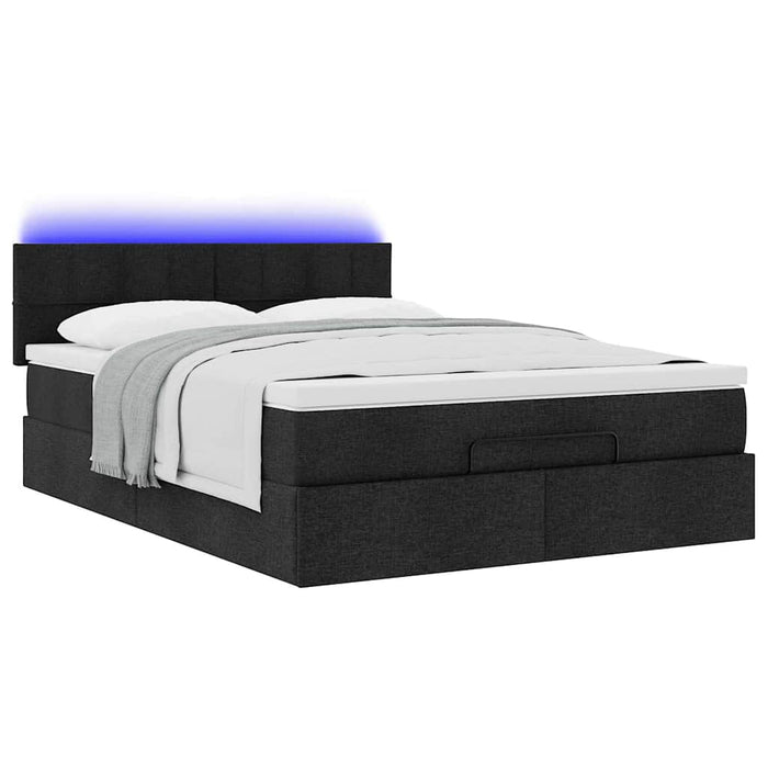 Pat otoman cu saltea și LED-uri negru 140x190 cm țesătură - WALTI WALTI