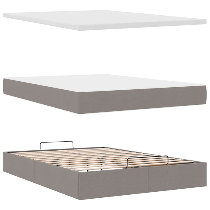 Pat otoman cu saltea și LED-uri Taupe 140x190 cm țesătură - WALTI WALTI