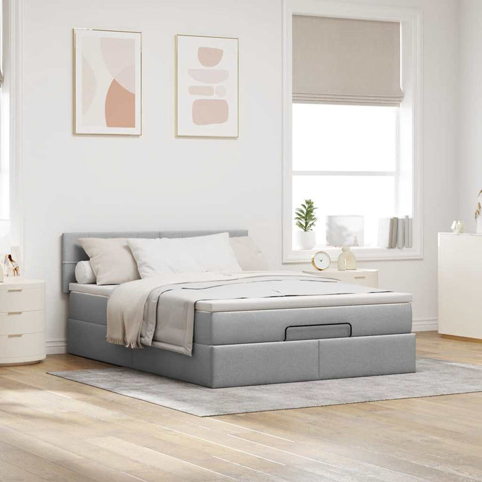 Cadru pat otoman cu saltea țesătură gri deschis 140x200cm - WALTI WALTI