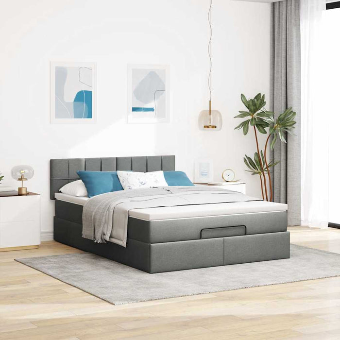 Pat otoman cu saltea și LED-uri țesătură gri închis 140x200 cm - WALTI WALTI