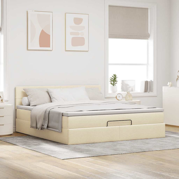 Cadru de pat otoman cu saltea crem 160x200cm stofa - WALTI WALTI