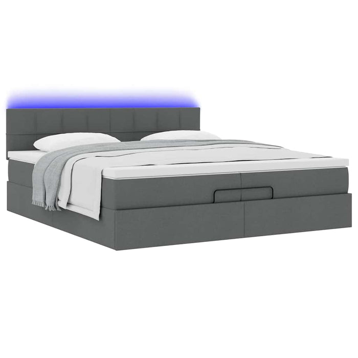 Cadru de pat otoman cu saltele țesătură gri închis 200x200cm - WALTI WALTI