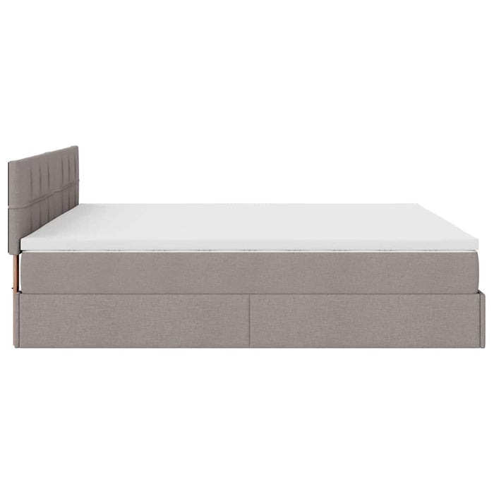 Cadru de pat otoman cu saltele Taupe 200x200cm țesătură WALTI