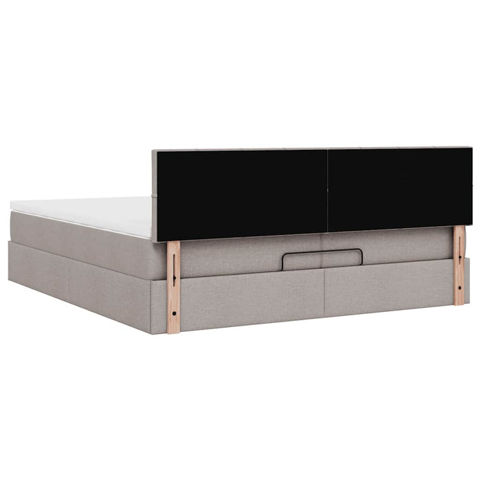Cadru de pat otoman cu saltele Taupe 200x200cm țesătură WALTI