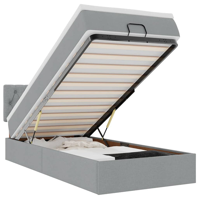 Pat otoman cu saltea și LED-uri, gri deschis, 80x200cm, textil - WALTI WALTI