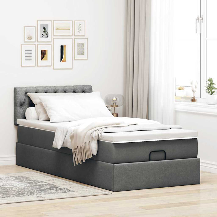 Pat otoman cu saltea și LED-uri, gri închis, 80x200cm, textil - WALTI WALTI