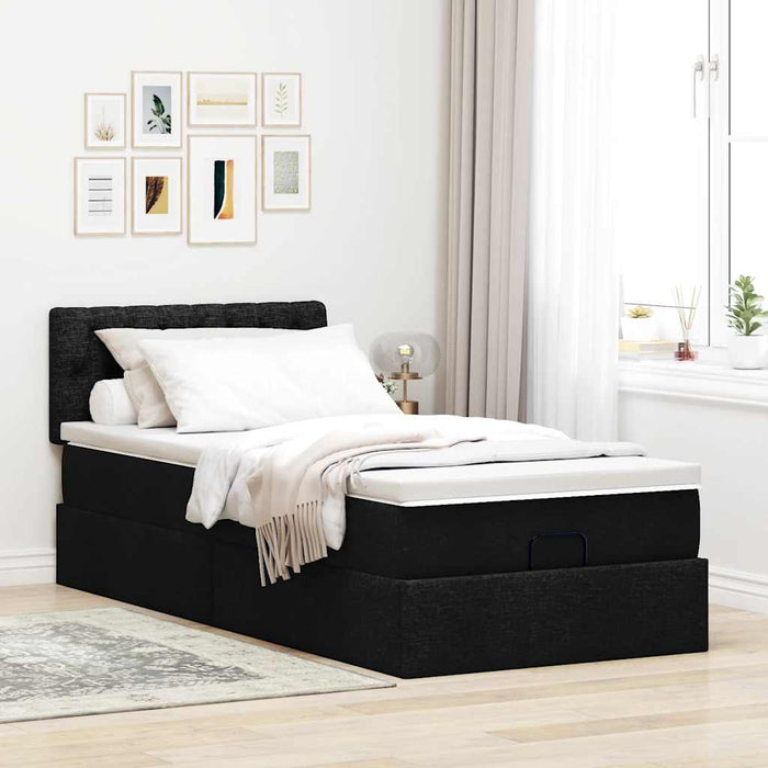 Pat otoman cu saltea și LED-uri, negru, 80x200cm, textil - WALTI WALTI