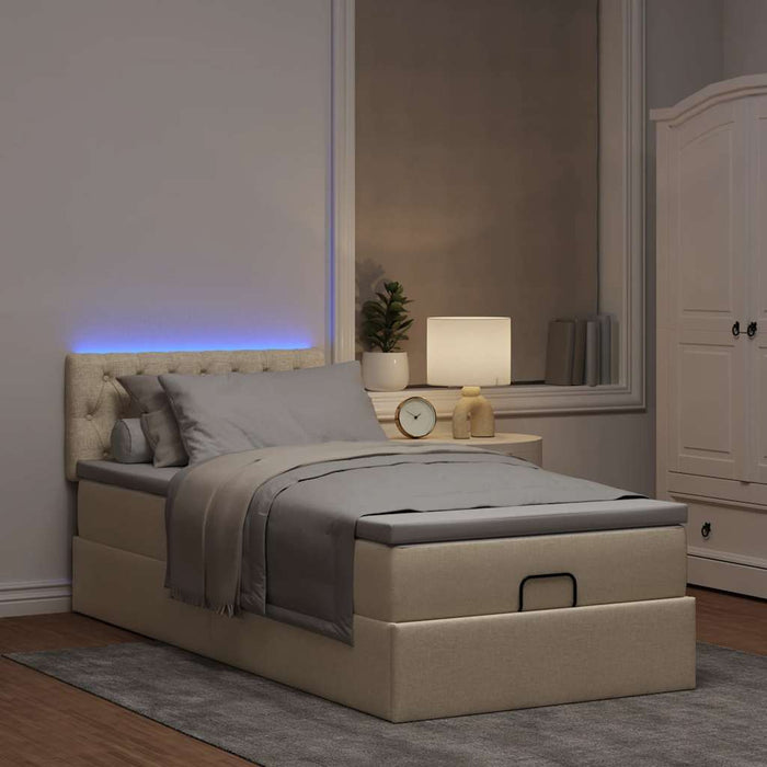 Cadru de pat otoman cu saltea crem 80x200cm stofa - WALTI WALTI