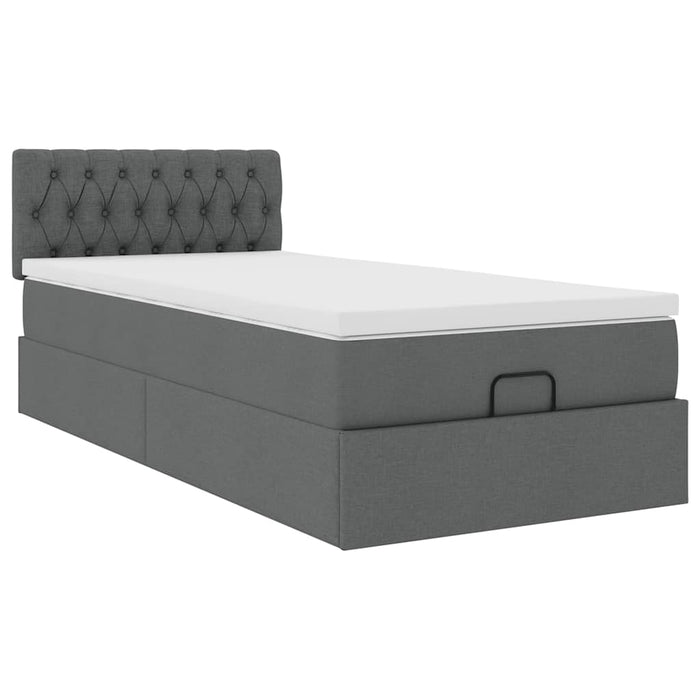 Cadru de pat otoman cu saltele Gri închis 90x190cm țesătură - WALTI WALTI