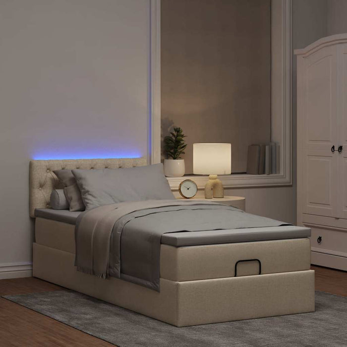 Cadru de pat otoman cu saltea crem 90x190cm stofa - WALTI WALTI