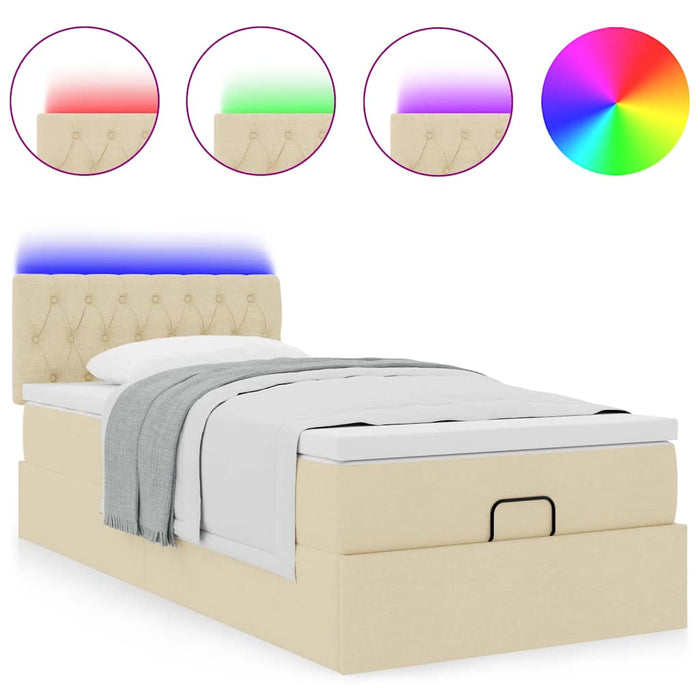 Cadru de pat otoman cu saltea crem 90x190cm stofa - WALTI WALTI