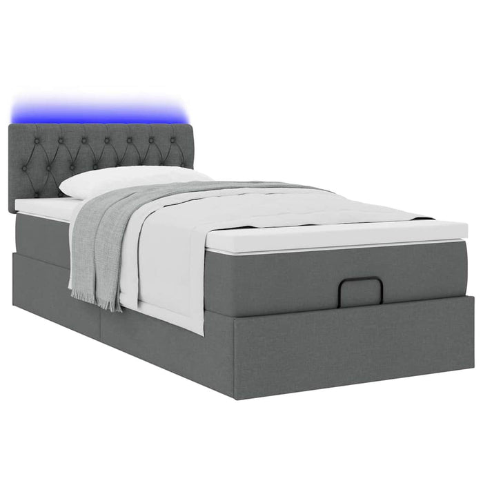 Cadru pat otoman cu saltea țesătură gri închis 100x200 cm - WALTI WALTI