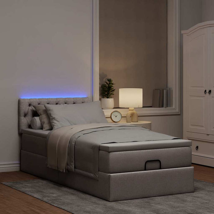 Pat otoman cu saltea Taupe 100x200 cm Stofa WALTI